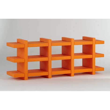 Booky Arancione - Grande originale Slide libreria autoportante libri colorata polietilene soggiorno casa made in Italy scomparti ripiani (1/2)