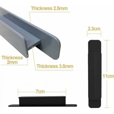 NALOOKAMIC  Poignée Autocollante 8 Pièces Poignée Porte Coulissante Poignée Adhésive Porte Coulissante Poignee Adhesive Porte Fenetre pour Portes et Fenêtres Armoires Tiroirs Salle de Bain，gris, noir