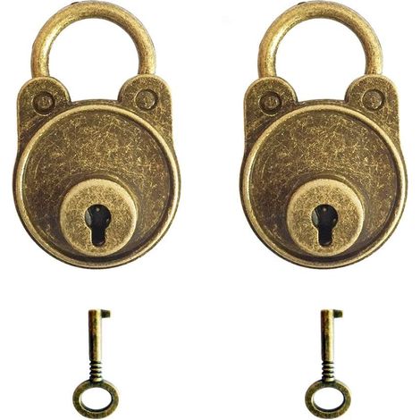 2-Pack Vintage Antique Style Zinc Alloy Mini Locks for Jewelry Box, Handbag, Storage Box
