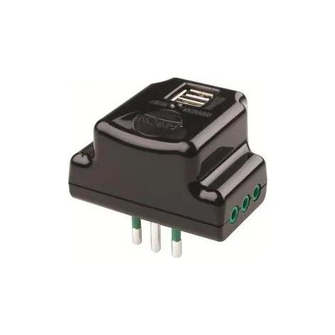 Adaptador de enchufe fapi 8015450878019 negro 10 amperios 2 puertos USB