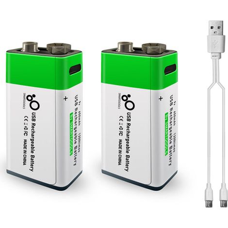 Batterie au lithium rechargeable 9 V port type-c 650 mAh haute capacité tension constante utilitaire rapide respectueux de l'environnement batterie de microphone de guitare réutilisable (1/5)