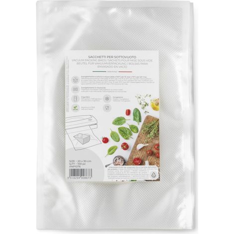 Magic Vac ANP1076 Sacchetti Sottovuoto 100 pezzi 20x30 cm Multistrato Senza BPA Goffrati per Congelatore Cottura e Bollitura (1/3)