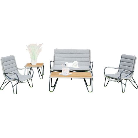 Sonnenpartner Charité 5-teilige Lounge-Sitzgruppe mit 2 Tischen silbergrau (1/5)