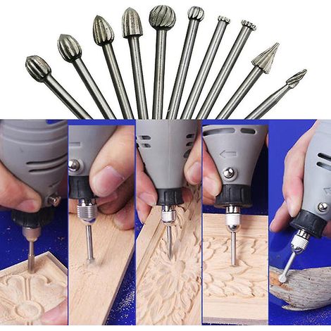 Juego de 20 brocas de acero de alta velocidad para carpintería, para taladros - Lima rotativa con vástago de 3,1 mm para tallado (1/5)