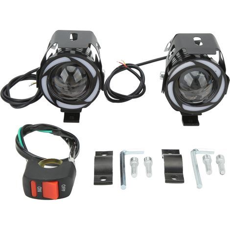 aqxreight Projecteur LED coloré œil D'ange pour Moto, Lumière Clignotante Universelle, Faisceau Haut et Bas, pour Voiture, Camion, Bateau, IP68 (1/5)
