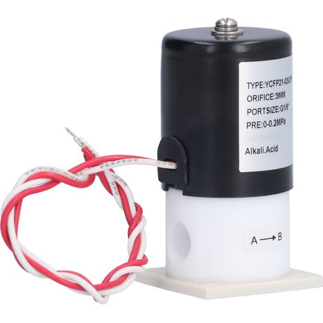 Électrovanne CC/CA à dissipation thermique, résistante aux acides et aux alcalis, pour applications industrielles (12 V CC). (1/5)