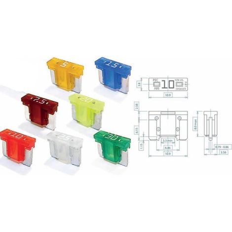 Assortiment de 100 micro fusibles low profile de 5 à 30 amp.
