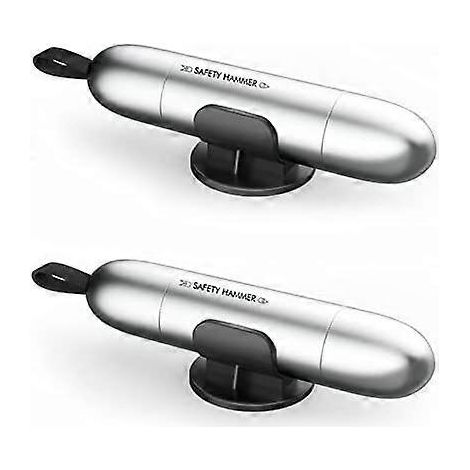Lot de 2 marteaux de sécurité multifonctions brise-vitre pour voiture, argent (1/5)