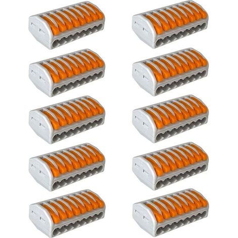 Juego de conectores de cable con tuerca de palanca Forehill PCT-218 Premium, 10 piezas, conectores de cable compactos de 8 puertos, bloque de terminales de resorte compacto (1/5)