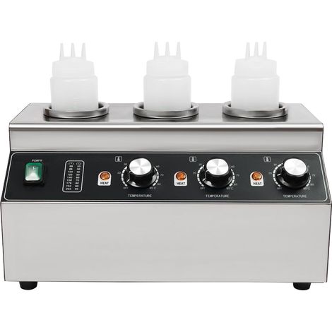 HAUTOUR Chauffe-sauce électrique 300 W avec 3 bouteilles de sauce, chauffe-sauce électrique en acier inoxydable 30-85 °C, chauffe-sauce au fromage pour sauces, fromage (1/5)