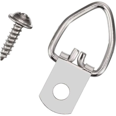 Set of 100 Heavy-Duty D-Rings with Screws for Hanging Clocks, Paintings, Artwork, Picture Frames, and Cross Stitch Projects (1/5)
