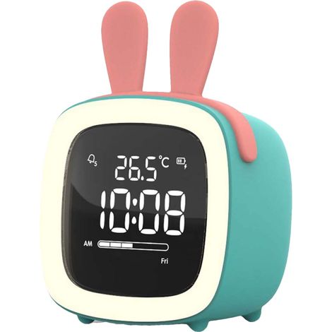 Réveil enfant entraîneur sommeil – veilleuse chambre bébé, horloge numérique mignonne, aide au sommeil, horloge de chevet