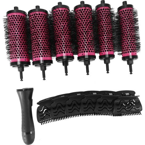 Lot de 6 pinceaux à boucler amovibles avec pinces de positionnement en aluminium et céramique (1/5)