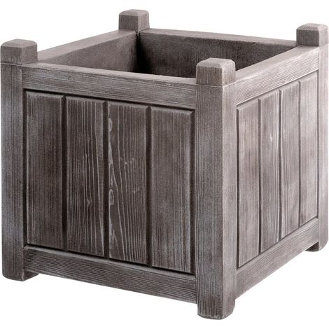 EDA – Bac carré 50 x 50 cm en polypropylène gris cérusé – Contenance 67L – Résistant au gel et UV – Fabrication française (1/4)