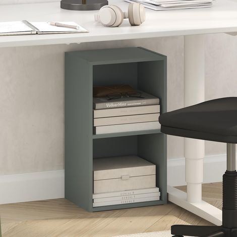 Étagère à Livres, Bibliothèque Moderne à 2 Niveaux, Bibliothèque à étagères Ouvertes, 22.9(P) x 30.5(L) x 53.3(H) cm, pour Salon, Chambre, Bureau à Domicile, Vert Sauge (1/5)