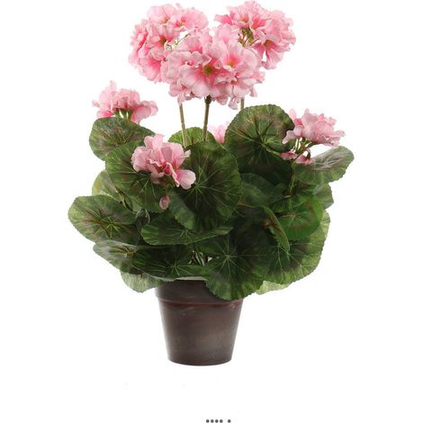 Geranium artificiel 7 tetes en pot leste, H 38 cm, D 24 cm Rose pâle - couleur: Rose pâle