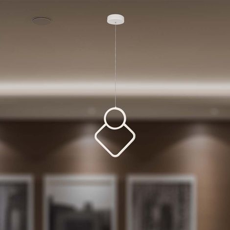 V-TAC VT-7917 12W pendentif LED lustre design rhomboïdal moderne 28180cm corps blanc 4000K - 15338 (1/5)