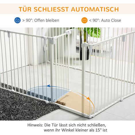 Parc pour chiots 8 pièces, pliable 60 x 76 cm, enclos avec porte, barrière pour petits et moyens chiens, espace de jeu pour porte, cheminée, escalier, blanc (1/5)