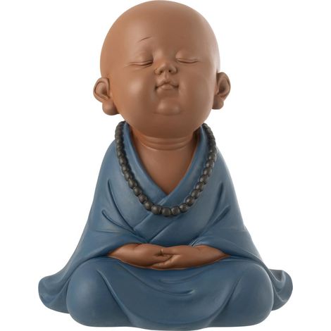 Statuette Moine Zen "Grady" 23cm Bleu (1/4)