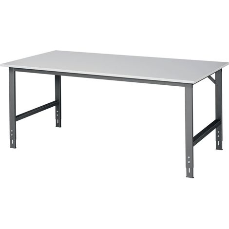 Table de travail Tom L2000xP1000xH760-1080mm plan de travail mélamine structure gris anthracite