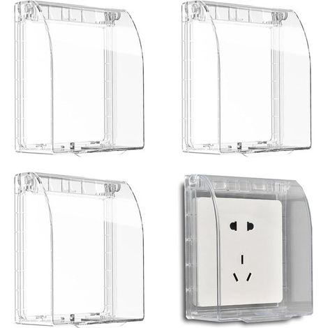 Schalterabdeckung Faltbare Steckdosenabdeckung Wasserdicht Selbstklebend 4er Set Transparent Schwarz (1/5)