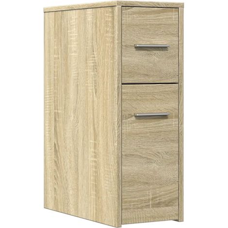 Armario de baño estrecho con ruedas práctico espacio de almacenamiento 22 x 44 x 61,5 cm madera de ingeniería de roble Sonoma 020050648 (1/5)