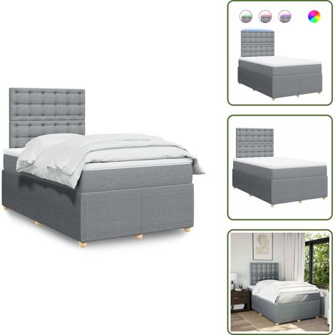 Sommier à lattes de lit avec matelas Gris clair 120x200cm Tissu - Sommier À Lattes De Lit - Sommiers À Lattes De Lit - Lit - Meuble De Chambre À Coucher (1/5)