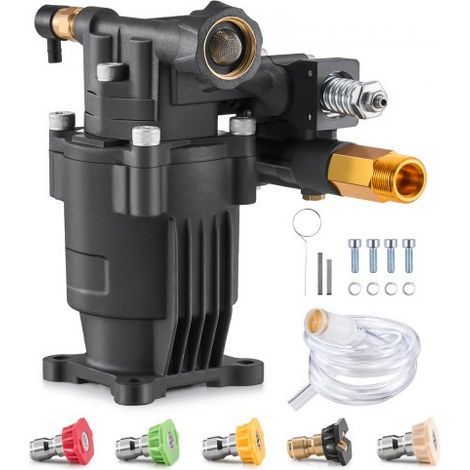 Bomba para Hidrolavadora Eje horizontal de 19,05mm 3500 PSI 2,5 GPM Kit de Repuesto para Hidrolavadora con 5 Boquillas, Herrajes y Tubo de Sifón Compatible con Simpson, Honda, Troy-Bilt, Generac (1/5)