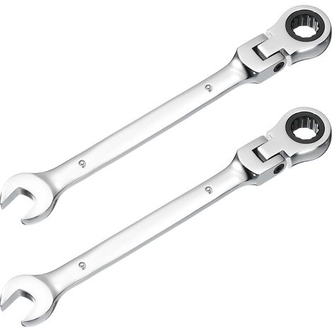 2 Pcs Clé Combinée À Cliquet À Tête Flexible 9mm Acier CR-V (1/5)
