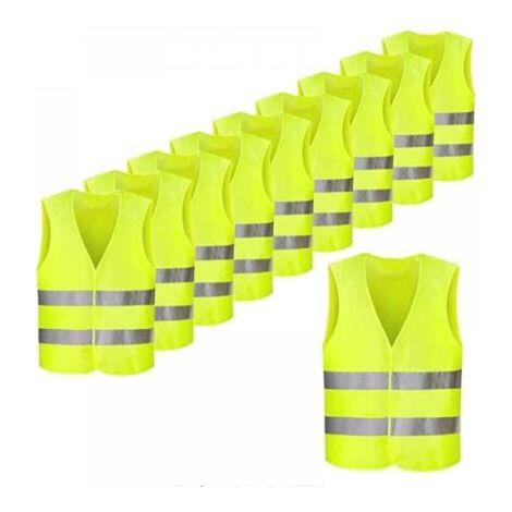 Perle rare avertissement gilet / gilet de sécurité néon jaune avec rayures fluorescentes ,10 pièces (1/5)
