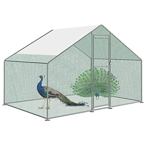 Hühnerstall Kleintierstall Freigehege Hühnerhaus Dach Geflügelstall mit PE Sonnenschutzdach und Schloss für Hühnerkäfig Vogelkäfig Kleintiere (3x2x2m) NAIZY (1/5)