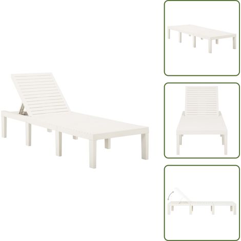 Chaise longue plastique blanc - Chaises Longues - Transats - Lit De Bronzage - Mobilier De Jardin - Chaises Extérieures (1/5)