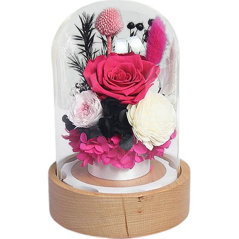 Ewige Rosen-Spieluhr, Süße Ewige Blumen-Spieluhr, Muttertagsdekoration, Geschenk, Glasdeckel, Rote Rose (1/2)