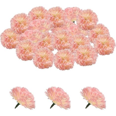 30 cabezas de claveles artificiales, margaritas artificiales, flores artificiales decorativas, ideales para fiestas, decoración del hogar y bodas, 45 cm (rosa claro). (1/5)