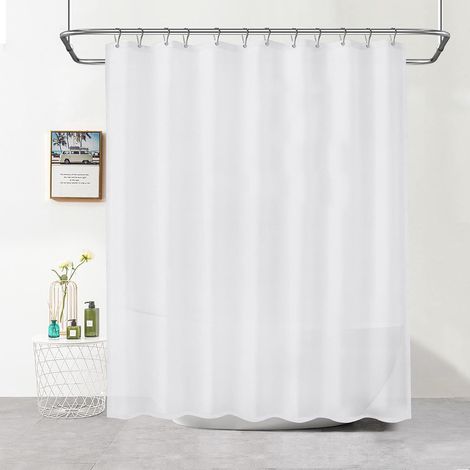 [MAI USATO]Tenda da doccia 180 x 200 cm, tenda da bagno in tessuto impermeabile con 12 ganci antiruggine, tenda da doccia in poliestere antimuffa, tenda da vasca, tenda da bagno lavabile, bianca (1/5)