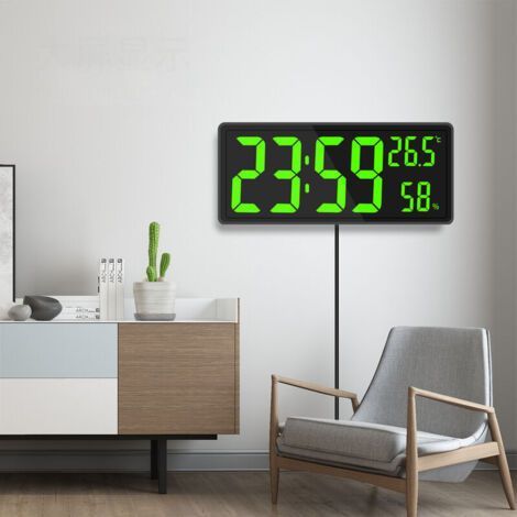 Horloge numérique murale rectangulaire avec affichage LED – Température et humidité – 3 niveaux de luminosité – Installation facile (1/5)