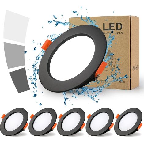 Spot Encastrable LED - 7 W - 700 Lm - 6000 K - Dimmable - IP44 - Diamètre Découpe 80-90 mm - Pour Salle De Bain Cuisine Séjour Couloir - Lot De 5