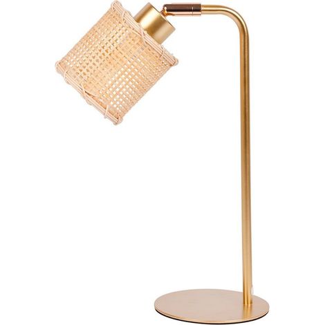 Lampe métal dorée avec abat-jour bambou (1/5)