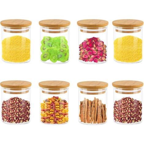 Gewürzgläser aus Glas mit Deckel – 8 Gläser à 250 ml – Küchengewürzbehälter – luftdicht – mit Etiketten – spülmaschinenfest – für Gewürze, Kräuter und Tee (1/5)