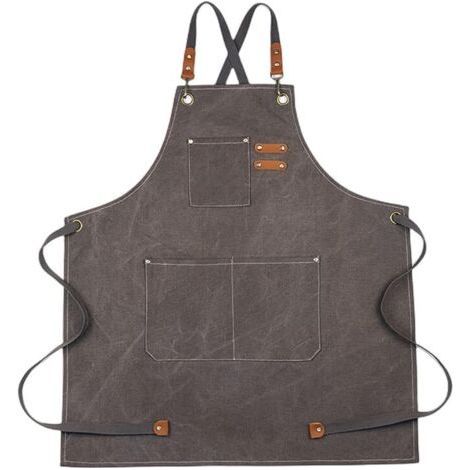 Tablier de barbecue tablier en toile 68 x 85 cm avec bandoulière réglable tabliers de cuisine avec 3 poches tablier femme tablier homme pour le jardinage restaurant barbecue (1/5)