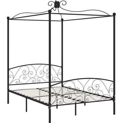 Maison Exclusive - Letto a Baldacchino Nero in Metallo 120x200 cm (1/5)