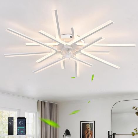 Modern Chandelier Fan With Remote Control APP, DC 6 Speeds Reversible Ceiling Fan With Light, LED Dimmable Chandelier Ventilo For Bedrooms And Living Rooms-White8 Heads (1/5)