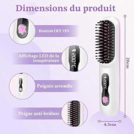 Cordless Smoothing Brush, Mini Anti-Burn Straightener (1/4)