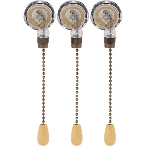 3-teiliger Zugkettenschalter für Deckenventilatoren, korrosionsbeständiger Ersatz, 250 V 3 A 125 V 6 A Lichterkettensteuerung (1/4)