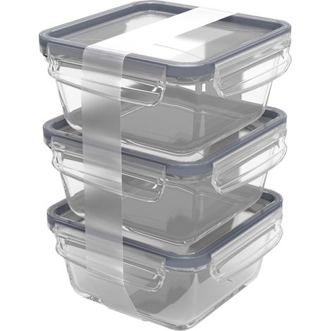Rotho Kühlschrankdose Glas CLIC & LOCK 0,75 L, 3er Set Vorratsdose (1/3)