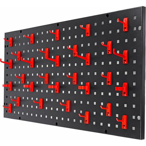 Metal hanging pegboards with slots and 20 hooks for storing small tools (90 x 45 cm) (1/3)