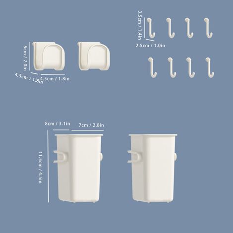 Ortviai Accessoires pour panneau perforé en plastique universel – 2 boîtes baguettes, 8 crochets, 2 supports couvercles de casserole (1/4)