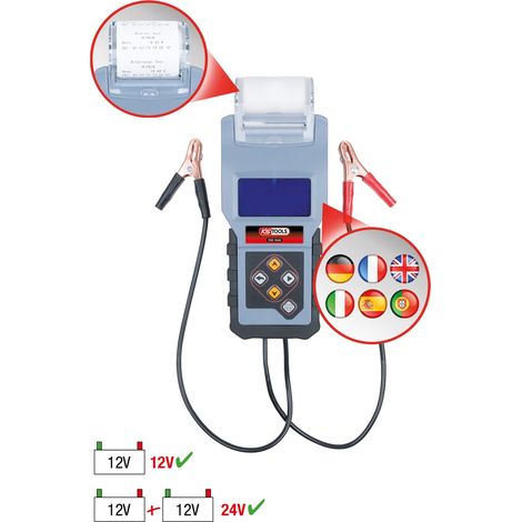 KS Tools 12V Digital-Batterie- und Ladesystemtester mit integriertem Drucker