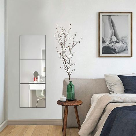 3pcs 40cm Acrylic Adhesive Wall Mirror Tiles (1/5)