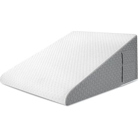 Coussin lombaire multifonctionnel triangulaire 5 en 1, soutien lombaire en mousse à mémoire de forme, coussin de lecture pour lit, blanc/gris (1/4)